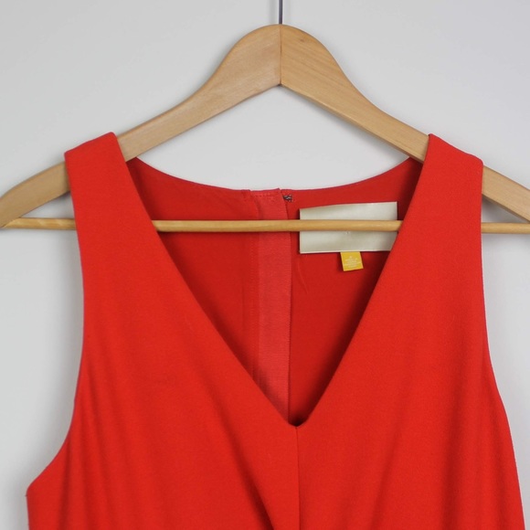 Liefsdottir (Anthropologie) Red Dropped Waist Twist Front Dress - Picture 3 of 7